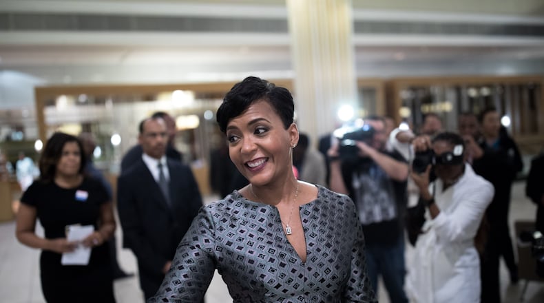 Keisha Lance Bottoms, arrived at her part as a candidate for mayor of Atlanta on Tuesday, and left as mayor-elect. BRANDEN CAMP/SPECIAL
