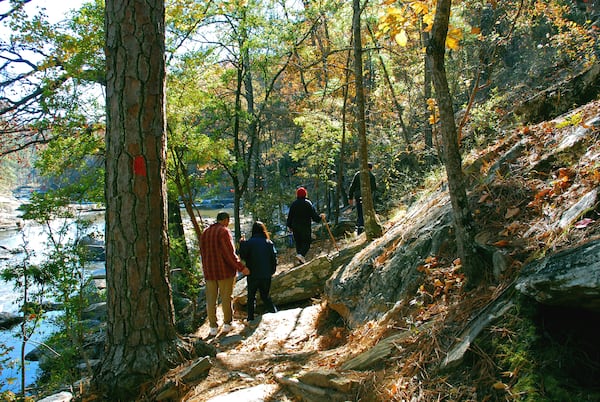 Hiking is a favorite activity at Sweetwater Creek State Park. 
Courtesy of the Georgia Department of Natural Resources.