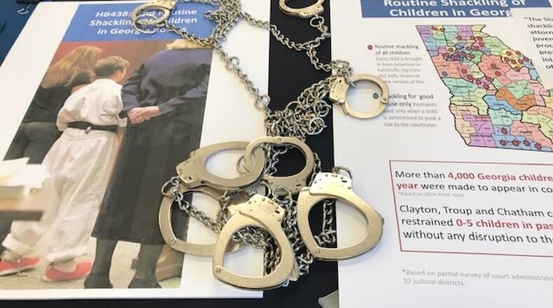 Youth advocates display shackles during the annual Juvenile Justice Day held Feb. 18 at the state Capitol. CONTRIBUTED