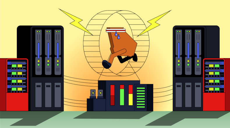 In 2022, Georgia Power projected its winter peak electricity demand would grow by about 400 megawatts by 2031. Since then, Georgia has experienced a boom of data centers, which require a large load of electricty to run, and Georgia Power's recent forecast shows peak demand growing by 20 times the 400-megawatt estimate from just three years ago. (Illustration by Philip Robibero/AJC)