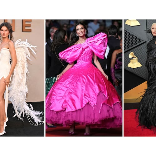 This combination of images show, from left, Zendaya at "The Odyssey" premiere in New York on July 14, 2026, Demi Moore at the 79th international film festival, Cannes, southern France, on May 16, 2026, and Lady Gaga at the 68th annual Grammy Awards in Los Angeles on Feb. 1, 2026. (AP Photo)