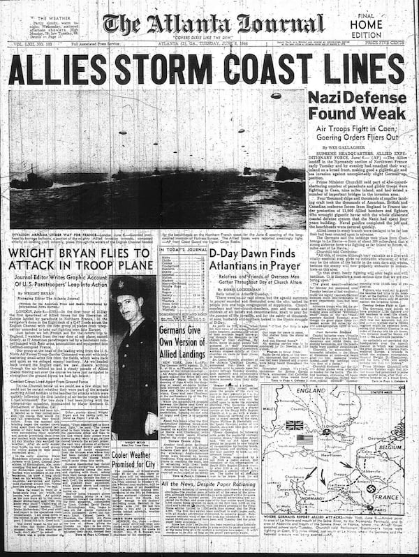 The Atlanta Journal’s June 6, 1944, D-Day coverage.