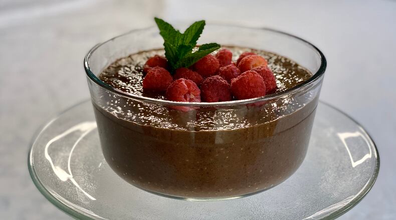 This rich chocolate pudding gets its creamy goodness from chia seeds, not dairy. Kellie Hynes for The AJC
