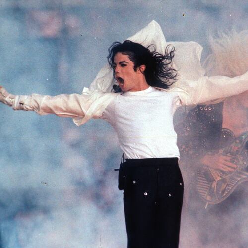 FILE - Michael Jackson performs during the halftime show at the Super Bowl in Pasadena, Calif., on Feb. 1, 1993. (AP Photo/Rusty Kennedy, File)