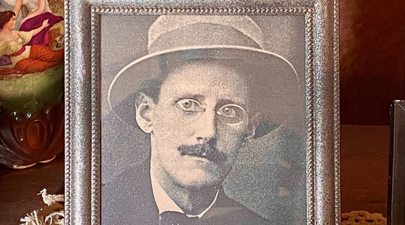 A portrait of Irish novelist James Joyce at the James Joyce Centre in Dublin. (AJC photo by Ken Sugiura)
