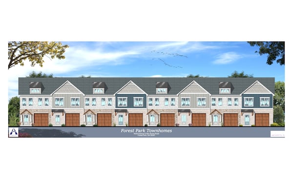 A rendering of the future 16-unit affordable townhome project in Forest Park being developed by Atlantica Properties SPECIAL TO THE AJC from Darion Dunn