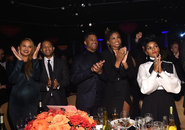 A little bit of Atlanta as Ciara and Janelle Monae share at table at the Clive Davis Pre-Grammy Gala. Photo: Getty Images.