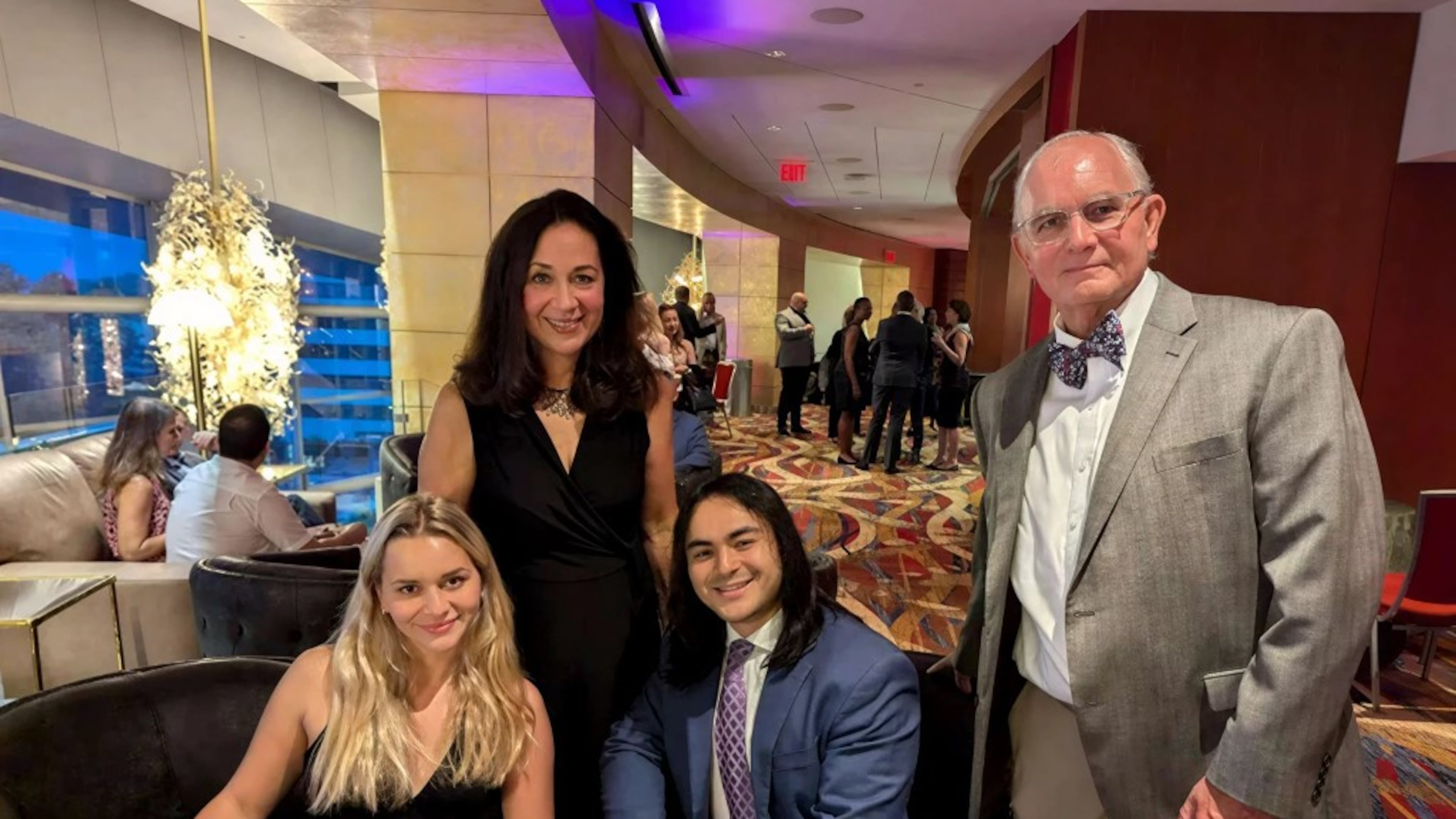 Mortimer-Harper family: (l to r) Melanie Ann Harper, Melissa Mortimer, Edward Mortimer, Tom Harper, in the donor lobby at the Cobb Energy Performing Arts Centre during an Atlanta Ballet performance intermission. (Courtesy of Atlanta Ballet)