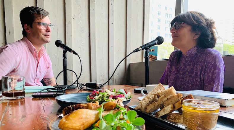 Hugh Acheson (left) interviews Ruth Reichl for his podcast "Hugh Acheson Stirs the Pot."