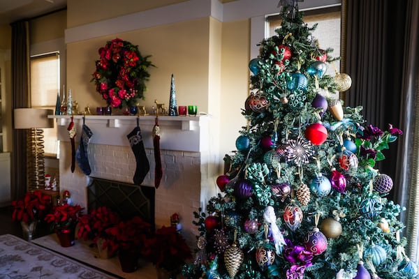 Christmas decorations are displayed in author Tayari Jones’ Atlanta home Friday, Dec. 19, 2025. (Abbey Cutrer/AJC)