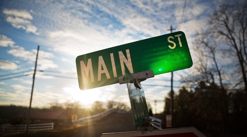 The sun rises over Main Street in Lula, Ga.