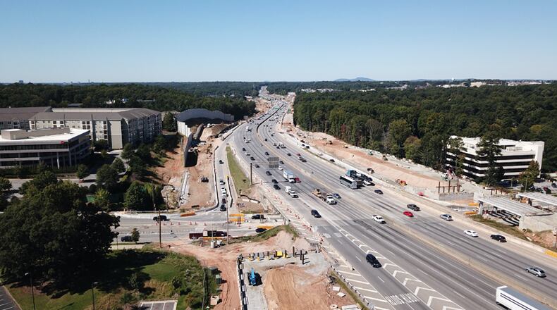 Construction continues at I-285 and Glenridge Road for a new Perimeter-area interchange with Ga. 400. Rock blasting in this area will require traffic pacing and temporary stoppages certain afternoons for three weeks starting Monday, Oct. 19.