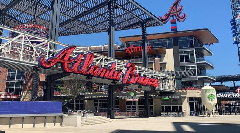 FILE PHOTO: The Battery was empty hours before the Braves would’ve been preparing for their home opener against the Marlins on April 3. (Gabe Burns / AJC)