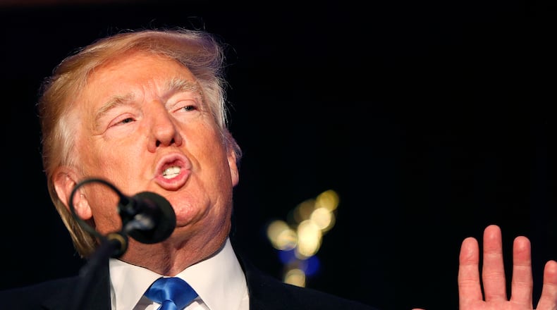 Republican presidential candidate Donald Trump speaks at a campaign rally in Manchester, N.H., Thursday, Aug. 25, 2016. (AP Photo/Gerald Herbert)