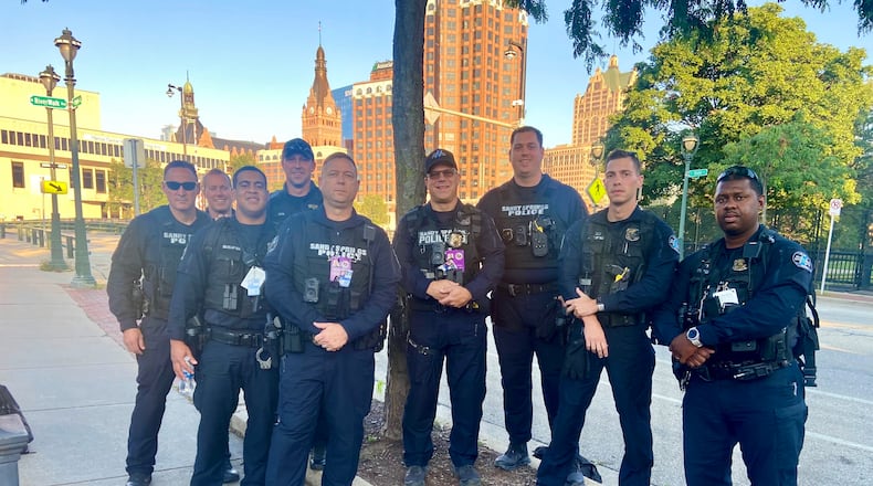 Eight Sandy Springs police officers and one firefighter spent a week in Milwaukee assisting with security at the Republican National Convention