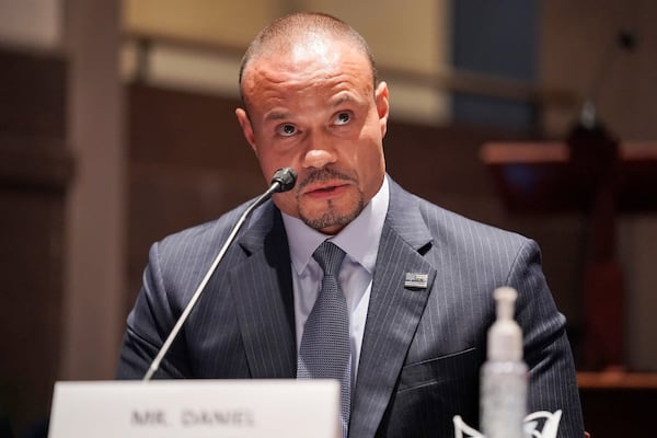 FILE - Daniel Bongino speaks during a House Judiciary Committee hearing on proposed changes to police practices and accountability on Capitol Hill, June 10, 2020, in Washington. (Greg Nash/Pool via AP, File)