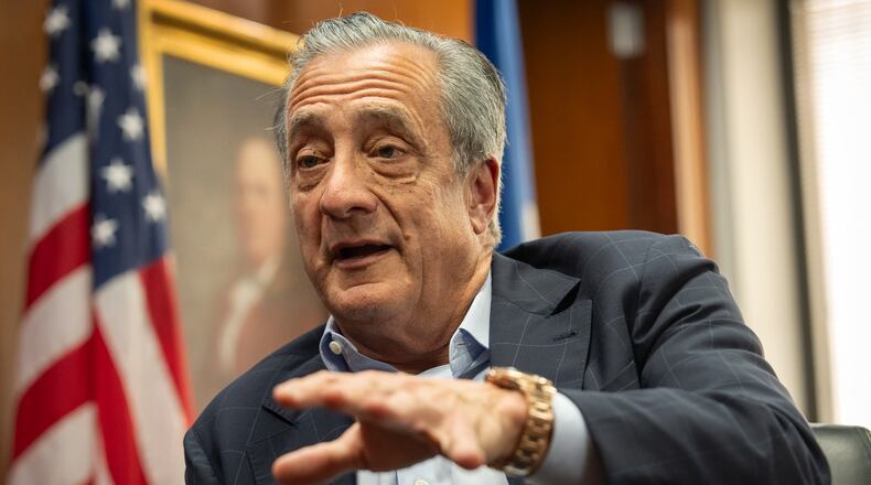 Postmaster General David Steiner speaks during an interview with The Associated Press at the United States Postal Service headquarters, Thursday, Sept. 17, 2026, in Washington. (AP Photo/Mark Schiefelbein)