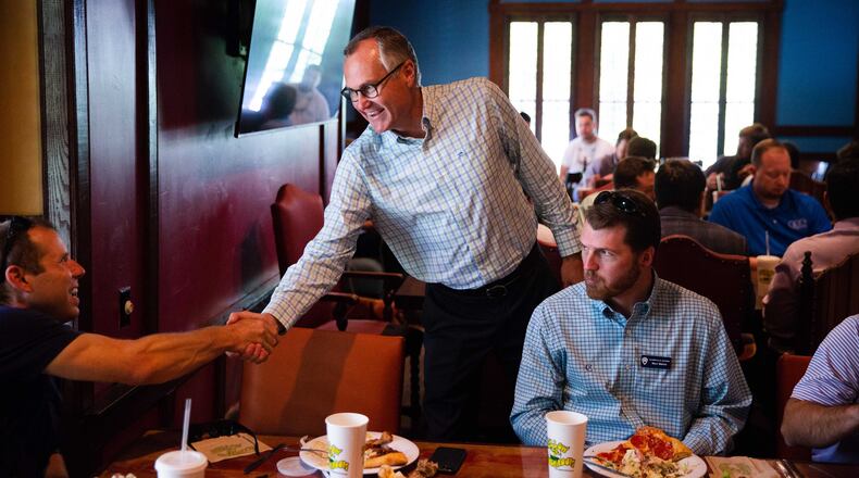 Lt. Gov. Casey Cagle campaigns for the Georgia governor's race during a meeting of the Gainesville Junior Chamber of Commerce in Gainesville, Ga., July 12, 2018. Cagle, a Republican, was captured criticizing the over-the-top tone of his own party's primary in a private conversation.