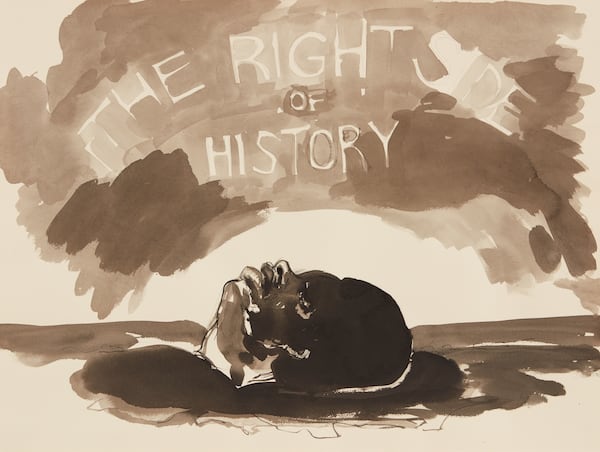 "Untitled" (2018) by Kara Walker from the series "The Gross Clinician Presents: Pater Gravidam," Kunstmuseum Basel, Kupferstichkabinett, graphite, ink and gouache on paper.
Courtesy of Kara Walker