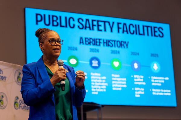 South Fulton City Manager Sharon Subadan addresses the South Fulton City Council during a session about the millage rate cap. (Arvin Temkar/AJC 2025)