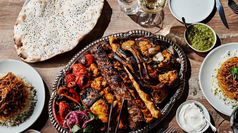 A kabob platter comes with various sides at Delbar Middle Eastern. Courtesy of Delbar/Andrew Thomas Lee