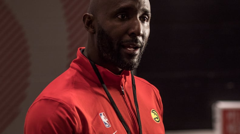 Atlanta Hawks head coach Lloyd Pierce during an interview at State Farm Arena, Saturday, Oct. 5, 2019, in Atlanta.  BRANDEN CAMP/SPECIAL