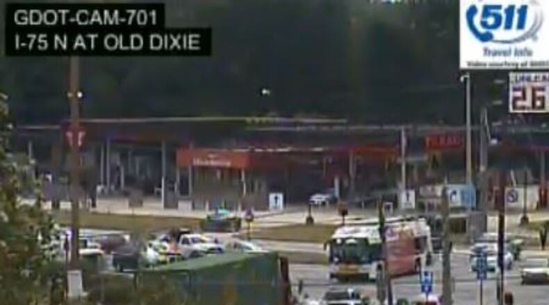 The truck overturned on Tara Boulevard in the area of Arrowhead Boulevard.