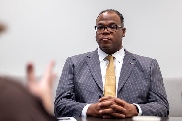 Interim MARTA CEO Jonathan Hunt speaks with The Atlanta Journal-Constitution’s editorial board at the AJC office in Atlanta on Tuesday, Dec. 9, 2025. (Arvin Temkar/AJC)