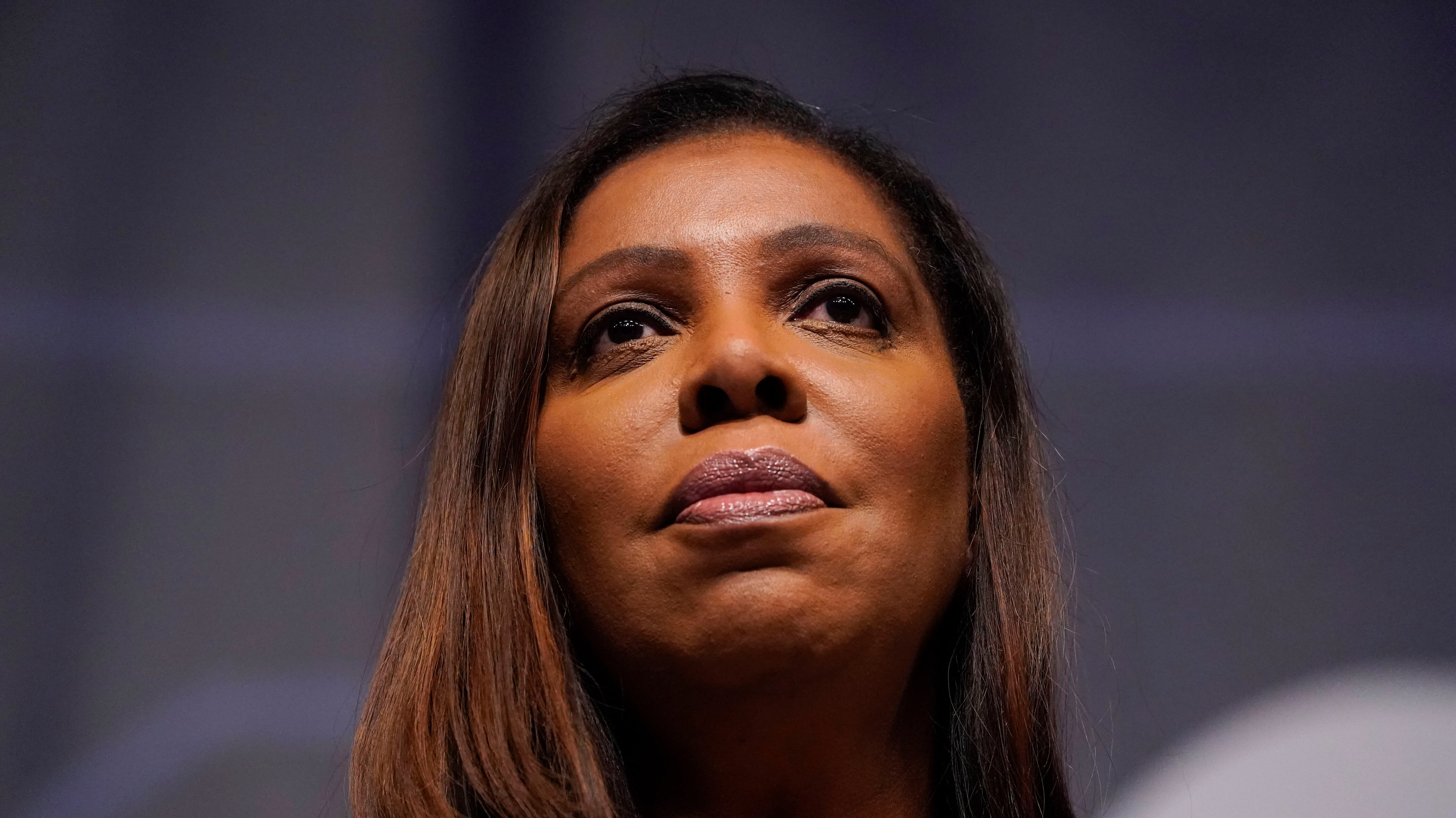 FILE - New York State Attorney General Letitia James speaks during the New York State Democratic Convention in New York, Feb. 17, 2022. (AP Photo/Seth Wenig, File)