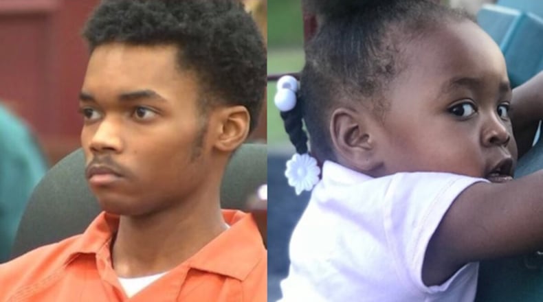 Randal Delaneo Holsey Jr. (left) is accused of causing a wreck that killed 2-year-old Nevaeh Clemm.