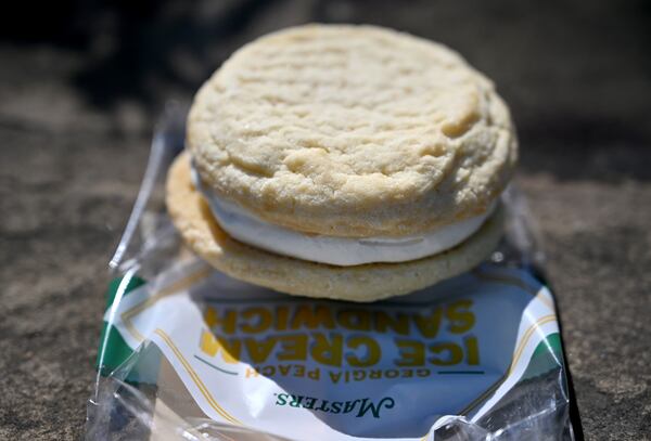 Looking for a little snack while watching the action at Augusta National? The Georgia peach ice cream sandwich is a cool sweet treat. (Hyosub Shin/AJC)