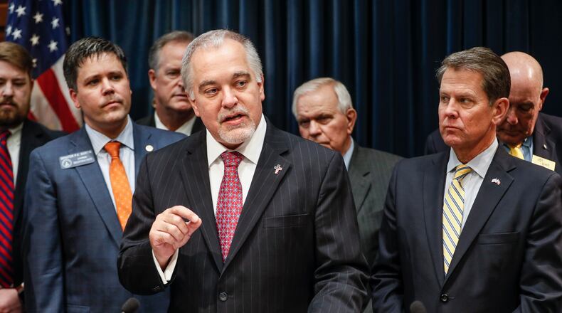 Gov. Brian Kemp and State School Superintendent Richard Woods today resubmitted Georgia’s request for a waiver of standardized testing and accountability requirements to the U.S. Department of Education. Bob Andres / bandres@ajc.com