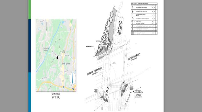 Sandy Springs will extend the current hardscape aesthetics of the Abernathy Greenway Park at the intersection of Abernathy Road, Johnson Ferry Road and Brandon Mill Road. COURTESY CITY OF SANDY SPRINGS