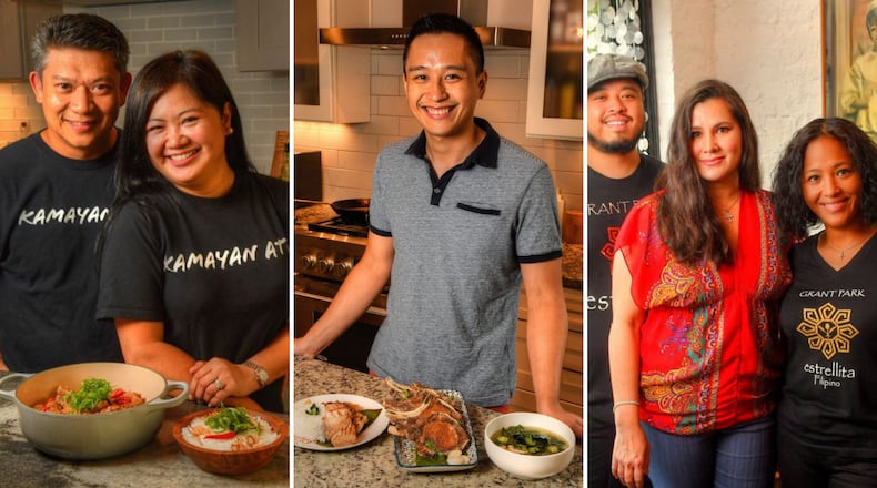 Carlo Gan and Amor Mia Oriño of Kamayan ATL, Mike Pimentel of Adobo ATL, and Walter Cortado (left) and Hope Webb (center), co-owners of Estrellita restaurant in Grant Park, and chef Blesseda Gamble of Estrellita.