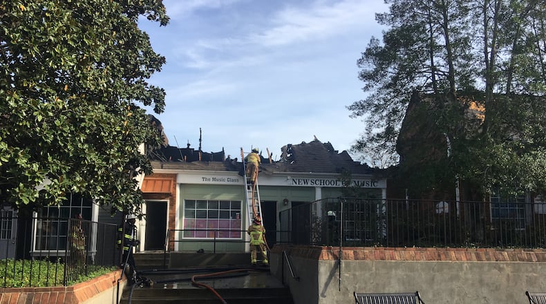 The blaze at the New School of Music badly damaged the roof. (Photo courtesy of Rick Smith)