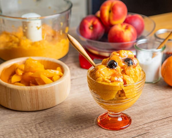 Peach & Bourbon Sorbet — yes, please.
