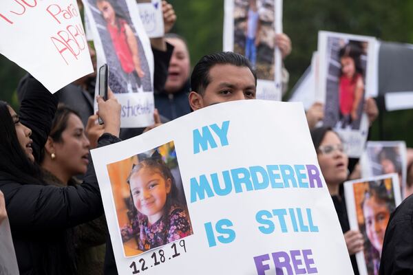 Protesters gathered outside of the Gwinnett Justice and Administration building in Lawrenceville in early April to demand justice for Abigail Hernandez.