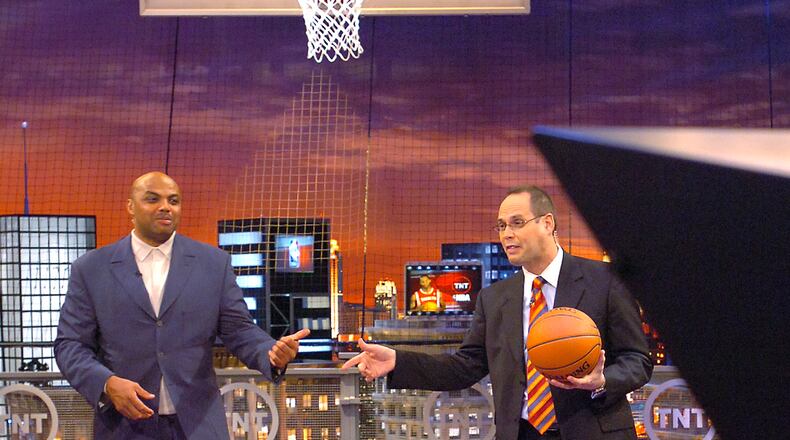 TNT's broadcast studios in Atlanta plays host to Charles Barkley and sports announcer Ernie Johnson's NBA show.