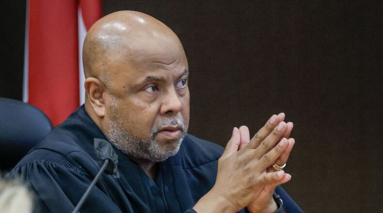 Judge Ural Glanville is shown in his courtroom during the hearing of the key witness Kenneth Copeland in the Atlanta rapper Young Thug trial at the Fulton County Courthouse on Monday, June 10, 2024, in Atlanta. 
(Miguel Martinez / AJC)
