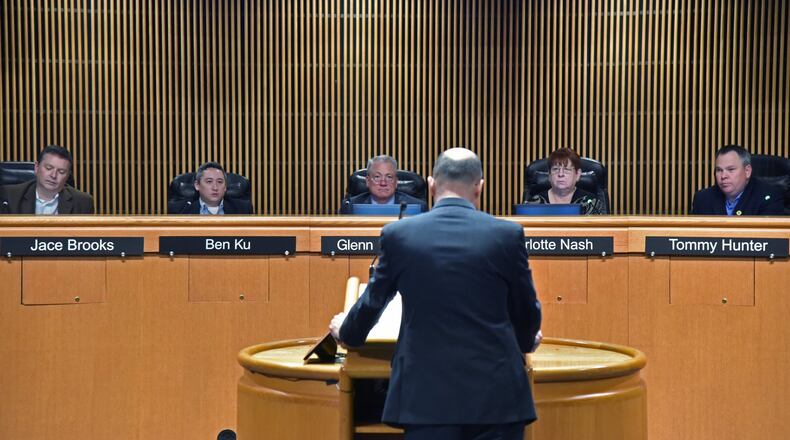 February 19, 2019 Lawrenceville - Gwinnett County Board of Commissioners meeting at Gwinnett Justice and Administration Center on Tuesday, February 19, 2019. HYOSUB SHIN / HSHIN@AJC.COM