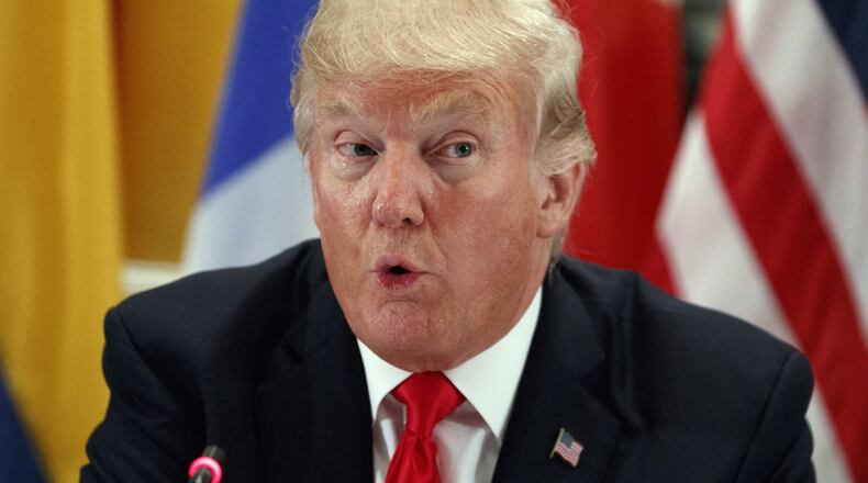 In this Sept. 18, 2017, photo, President Donald Trump speaks during a dinner with Latin American leaders during the United Nations General Assembly, in New York. Last week the president said 92 percent of Americans “agree on DACA.” (AP Photo/Evan Vucci)