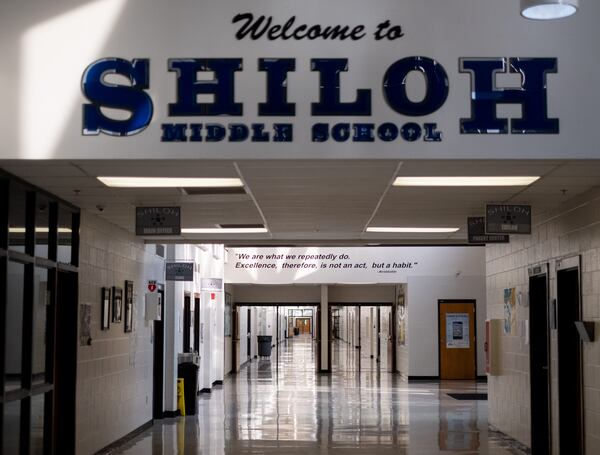The empty halls of Shiloh Middle School in Snellville in April after the coronavirus forced schools to go online in March. 