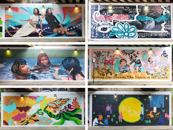 Orchestrated by Living Walls and curated by Drew Borders, six women and nonbinary artists of diverse cultural backgrounds created "I Am Mine / We Are Ours" at the Arizona Avenue MARTA underpass.
(Arthur Rudick)