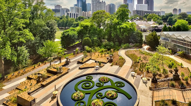 A drone recently captured Skyline Garden and the Atlanta Skyline.