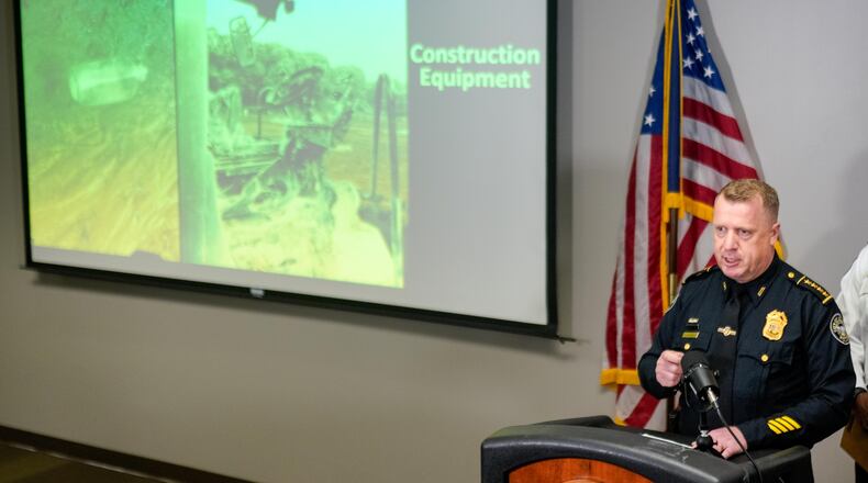 Atlanta police Chief Darin Schierbaum gives a statement on recent vandalism to Atlanta police and contractors' property. The vandalism is targeted towards the Atlanta police training facility and the contractors hired in its construction. Wednesday, July 5th, 2023 (Ben Hendren for the Atlanta Journal-Constitution)