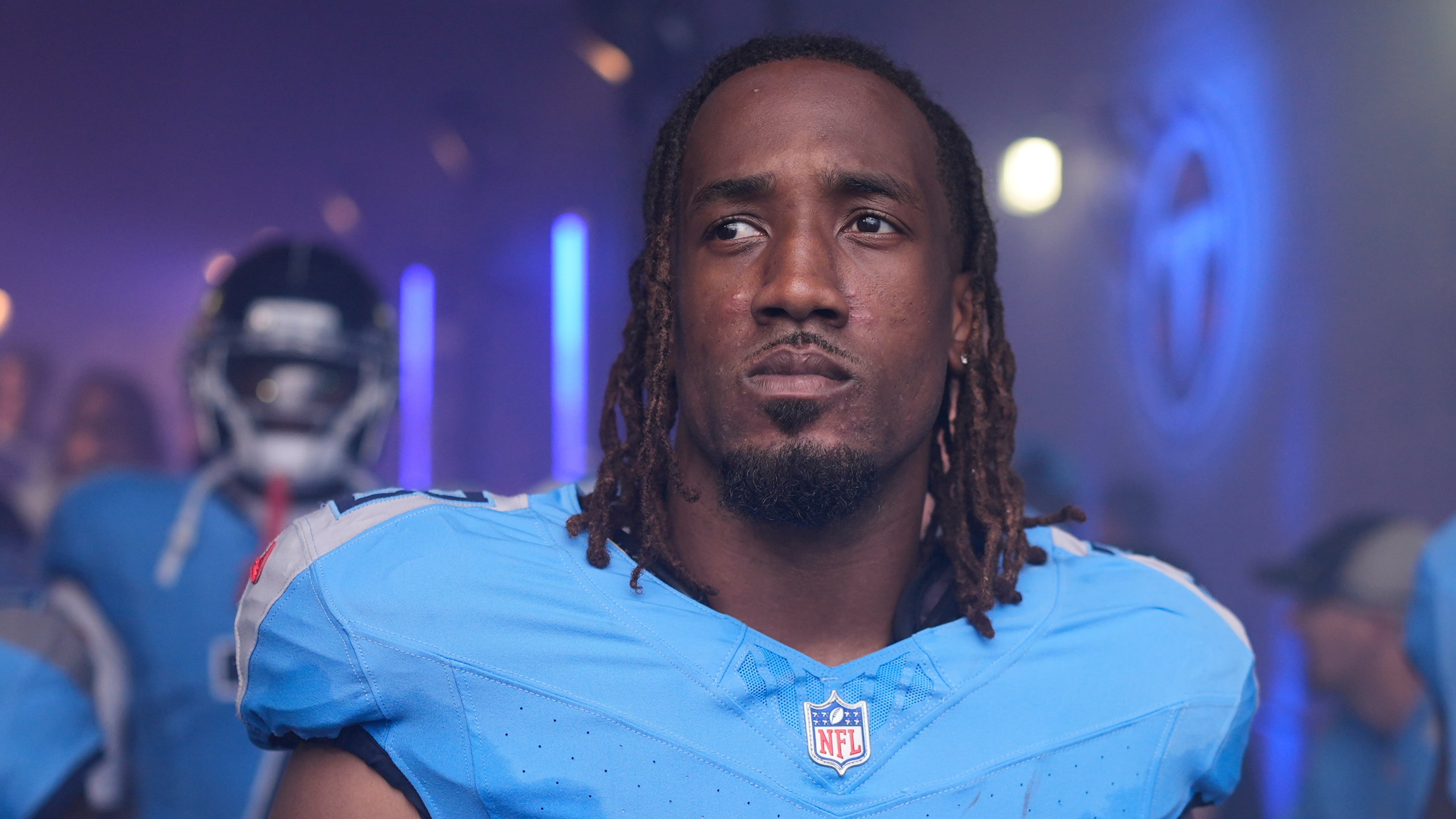 FILE - Tennessee Titans cornerback L'Jarius Sneed stands in the tunnel before an NFL football game against the Indianapolis Colts, Sept. 21, 2025, in Nashville, Tenn. (AP Photo/George Walker IV, File)