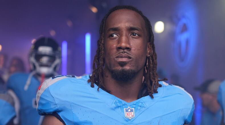 FILE - Tennessee Titans cornerback L'Jarius Sneed stands in the tunnel before an NFL football game against the Indianapolis Colts, Sept. 21, 2025, in Nashville, Tenn. (AP Photo/George Walker IV, File)