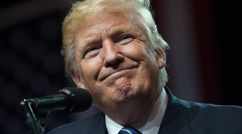CANTON, OH - SEPTEMBER 14: Republican Presidential candidate Donald Trump speaks during a campaign rally at the Canton Memorial Civic Center on September 14, 2016 in Canton, Ohio. Recent polls show Trump with a slight lead over Democratic candidate Hillary Clinton in Ohio, a key battleground state in the 2016 election. (Photo by Jeff Swensen/Getty Images)