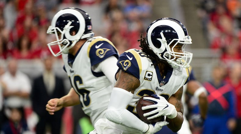 Rams QB Jared Goff and RB Todd Gurley (30) were major drivers of the team's success in 2017.