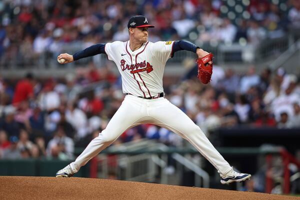 Atlanta Braves pitcher Scott Blewett delivers in the first inning of a baseball game against the St. Louis Cardinals, Tuesday, April 22, 2025, in Atlanta. (AP Photo/Colin Hubbard)